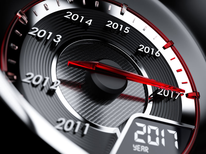 62012083 - 3d illustration of 2017 year car speedometer. countdown concept