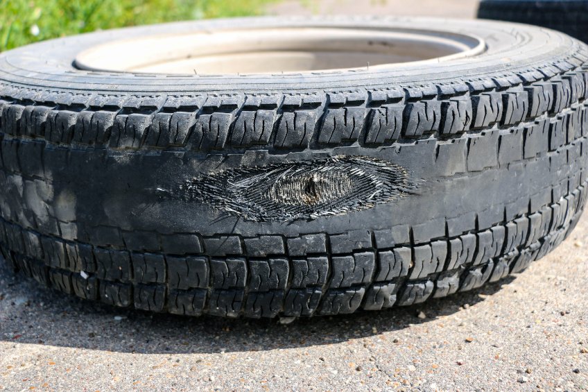 worn auto tire